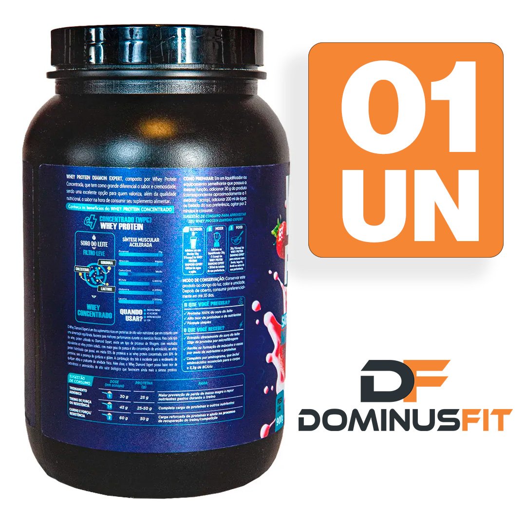 Whey Protein Concentrado 900g Sabor Morango - Imagem 2